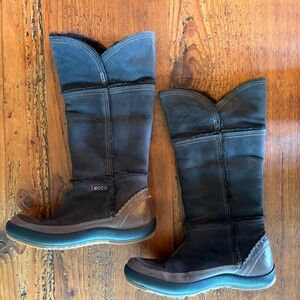 New Ecco Women's Winter Zone Leather Lined Boots Espresso/Coffee Size 9-9.5/40